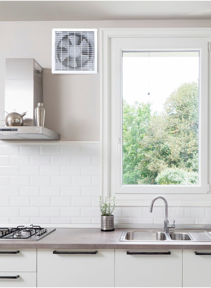 في ماكس مروحة شفط 6 بوصة، 19 واط، مروحة تهوية جدارية فائقة الهدوء للحمام والمطبخ والمرحاض، لإزالة الروائح والرطوبة وتهوية الهواء. - Image 1